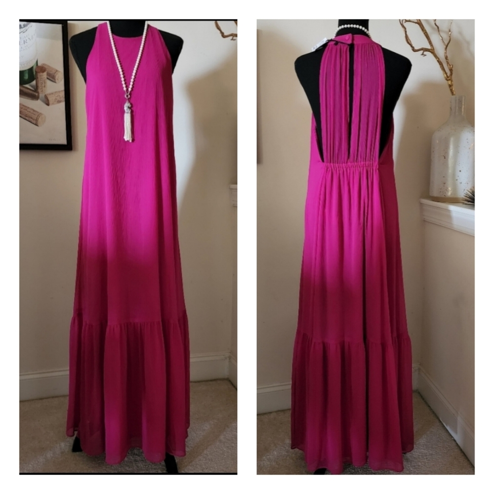 🔥MARELLA Hot Pink Chiffon Maxi Dress